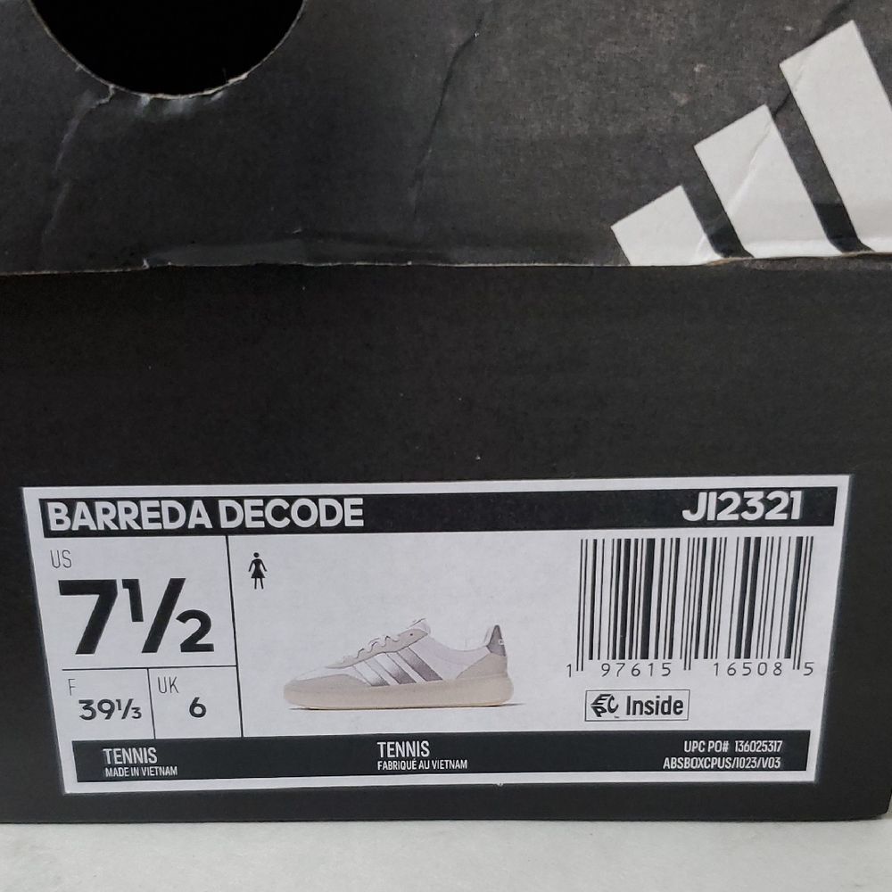 Adidas Barreda Decode Women's Tennis Shoes Size 7.5 White Silver NIB - Picture 10 of 10